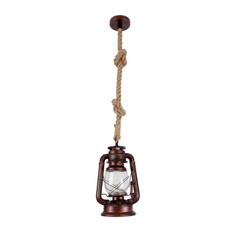 GLOBOSTAR® BARBAROSSA 01707 Vintage Κρεμαστό Φωτιστικό Οροφής με Ντουί 1 x E27 AC 220-240V IP20 - Χάλκινο - Μ18 x Π18 x Υ28cm