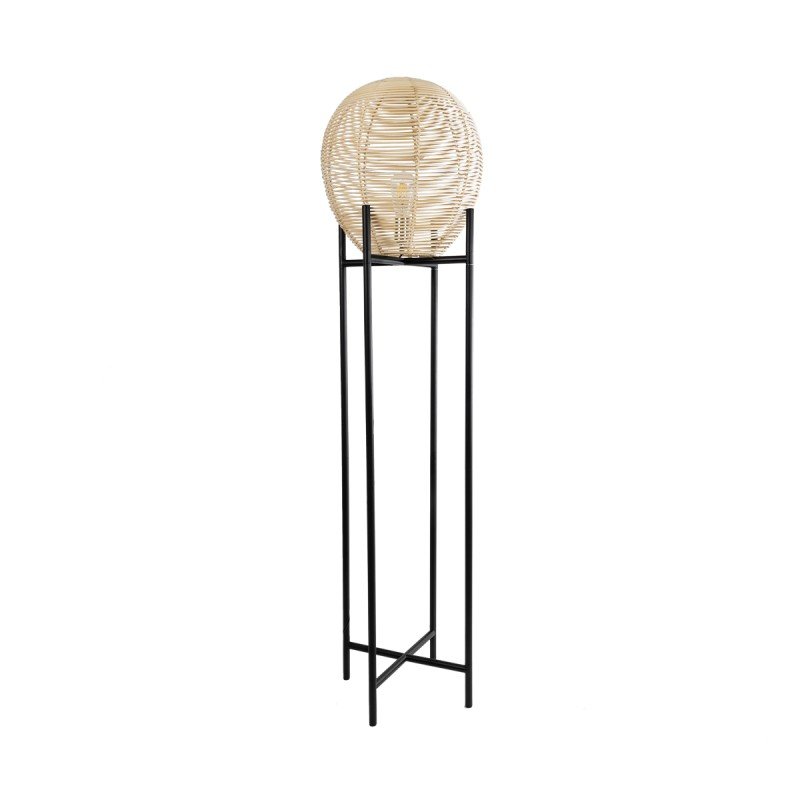 GLOBOSTAR® NERINA 02016 Boho Επιδαπέδιο Φωτιστικό με Ντουί 1 x E27 AC 220-240V IP20 - Μαύρο & Μπεζ - Μ40 x Π40 x Υ160cm