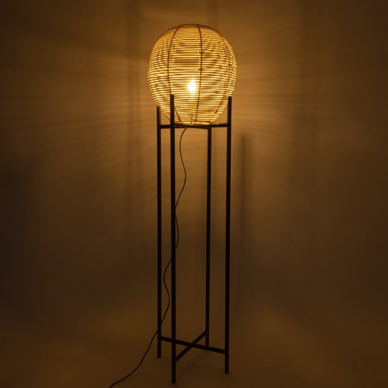 GLOBOSTAR® NERINA 02016 Boho Επιδαπέδιο Φωτιστικό με Ντουί 1 x E27 AC 220-240V IP20 - Μαύρο & Μπεζ - Μ40 x Π40 x Υ160cm