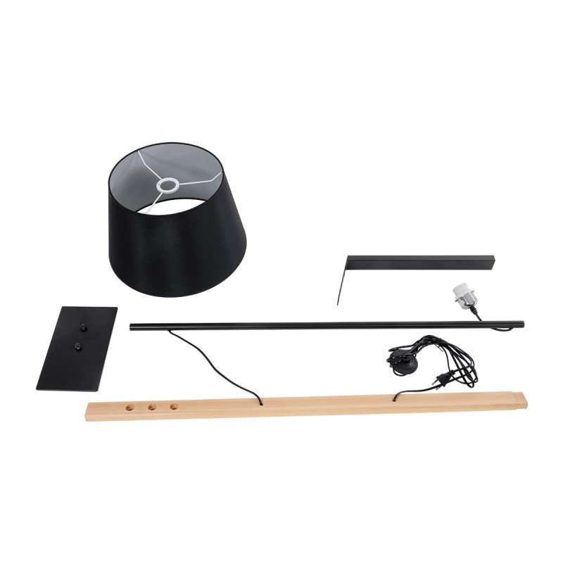 GLOBOSTAR® KELSIE 02029 Μοντέρνο Επιδαπέδιο Φωτιστικό με Ντουί 1 x E27 AC 220-240V IP20 - Μαύρο & Μπεζ - Μ40 x Π125 x Υ140cm