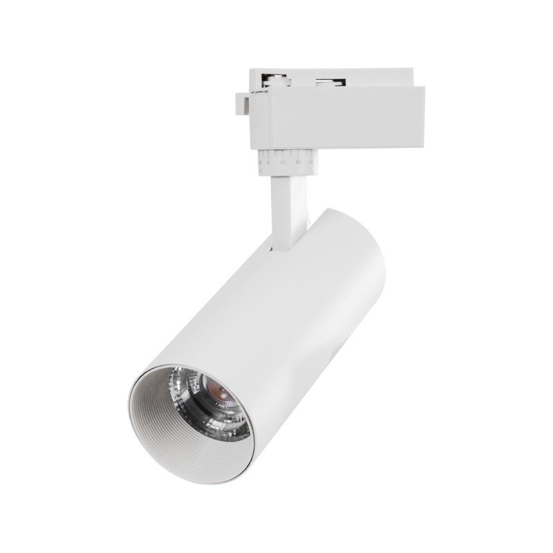 GLOBOSTAR® LUGANO 60807 Μονοφασικό Σποτ Ράγας LED 20W 2500lm 36° AC 220-240V IP20 Φυσικό Λευκό 4500K - Bridgelux COB Chip & TÜV SÜD Driver - Eurotrack 1PH  - Λευκό Ματ - Μ6.5 x Π6.5 x Υ20cm - 5 Χρόνια Εγγύηση