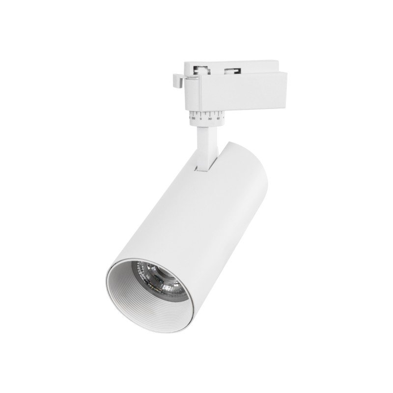 GLOBOSTAR® LUGANO 60813 Μονοφασικό Φωτιστικό Σποτ Ράγας LED 30W 3750lm 36° AC 220-240V IP20 Φυσικό Λευκό 4500K - Bridgelux COB Chip & TÜV SÜD Driver - Eurotrack 1PH - Λευκό Ματ - Μ7.5 x Π7.5 x Υ22cm - 5 Χρόνια Εγγύηση