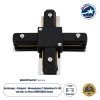 GloboStar® 2L-EUROTRACK 60909 Αντάπτορας +(Σταυρός) - Μονοφασικός 2 Καλωδίων για όλες τις Ράγες EUROTRACK AC 220-240V IP20 Μ10.7 x Π10.7 x Υ1.5cm - EUROTRACK® System 1L+1N - Θερμοπλαστικό - Μαύρο - 5 Χρόνια Εγγύηση