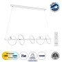 GLOBOSTAR® CIRCOLARE 61320 Μοντέρνο Κρεμαστό Φωτιστικό Οροφής LED 75W 8400lm 360° AC 220-240V IP20 Ρυθμιζόμενο Λευκό CCT με Χειριστήριο από 2700K έως 6000K Dimmable - Lumileds SMD Chip - Λευκό Ματ - Μ120 x Π25 x Υ25cm - 3 Χρόνια Εγγύηση