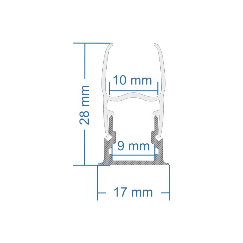 GloboStar® GLASSBOARD-PROFILE 70812-3M Προφίλ Αλουμινίου - Βάση & Ψύκτρα Ταινίας LED με Λευκό Γαλακτερό Κάλυμμα - Χρήση για Μοριακό Φωτισμό Γυαλιού Πάχους 10mm - Πατητό Κάλυμμα - Ασημί - 3 Μέτρα - Πακέτο 5 Τεμαχίων - Μ300 x Π1.7 x Υ3cm