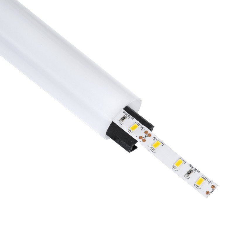 GLOBOSTAR® ALP-ROUND TUBIT 70854-1M Επιφανειακό & Κρεμαστό Προφίλ Αλουμινίου με Λευκό Γαλακτερό Πατητό Κάλυμμα για Ταινίες LED IP20 - Μαύρο & Λευκό - Μ100 x Π3 x Υ3cm