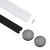 GLOBOSTAR® ALP-ROUND TUBIT 70854-1M Επιφανειακό & Κρεμαστό Προφίλ Αλουμινίου με Λευκό Γαλακτερό Πατητό Κάλυμμα για Ταινίες LED IP20 - Μαύρο & Λευκό - Μ100 x Π3 x Υ3cm