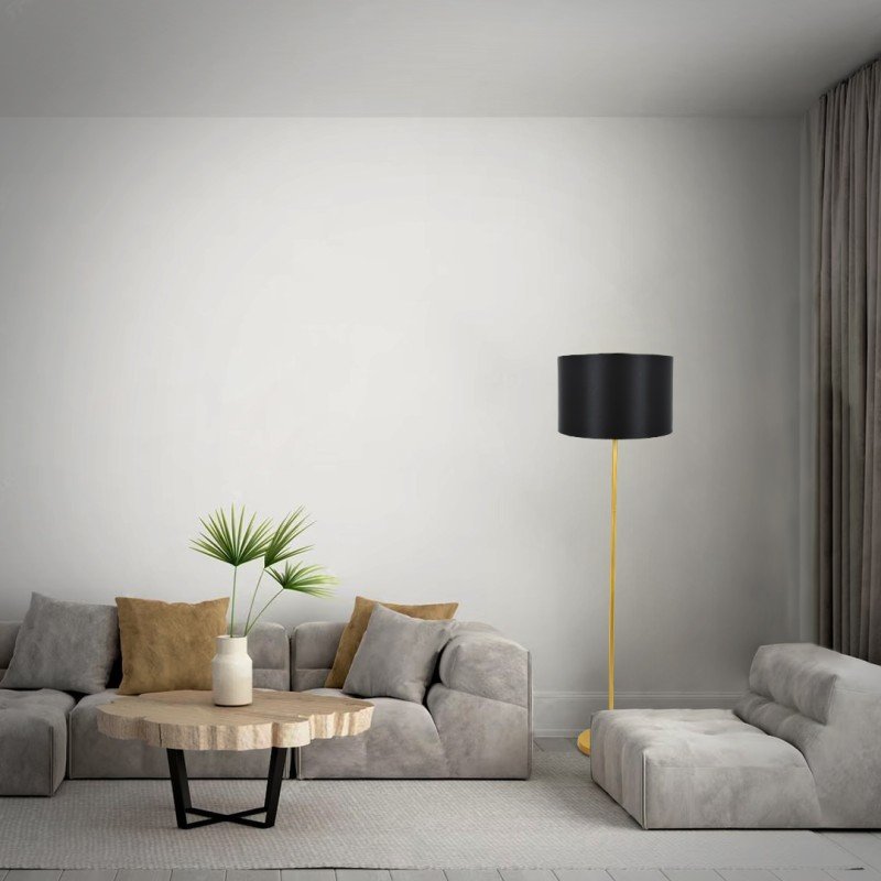 GLOBOSTAR® ASHLEY 00825 Μοντέρνο Επιδαπέδιο Φωτιστικό με Ντουί 1 x E27 AC 220-240V IP20 - Μαύρο & Χρυσό - Μ40 x Π40 x Υ148cm