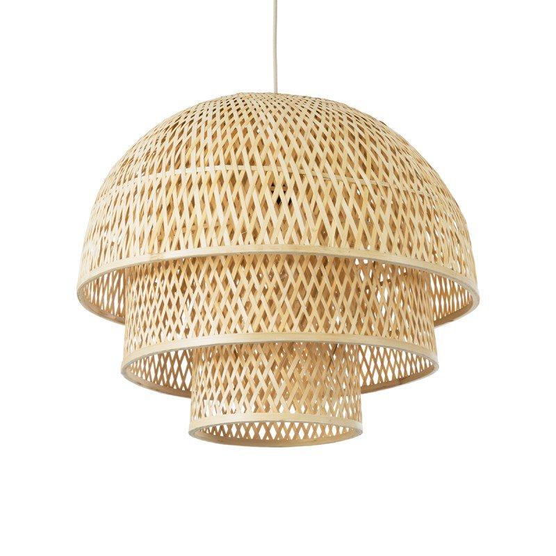 GLOBOSTAR® HIROKA 01836 Boho Κρεμαστό Φωτιστικό Οροφής με Ντουί 1 x E27 AC 220-240V IP20 - Μπεζ - Μ60 x Π60 x Υ50cm