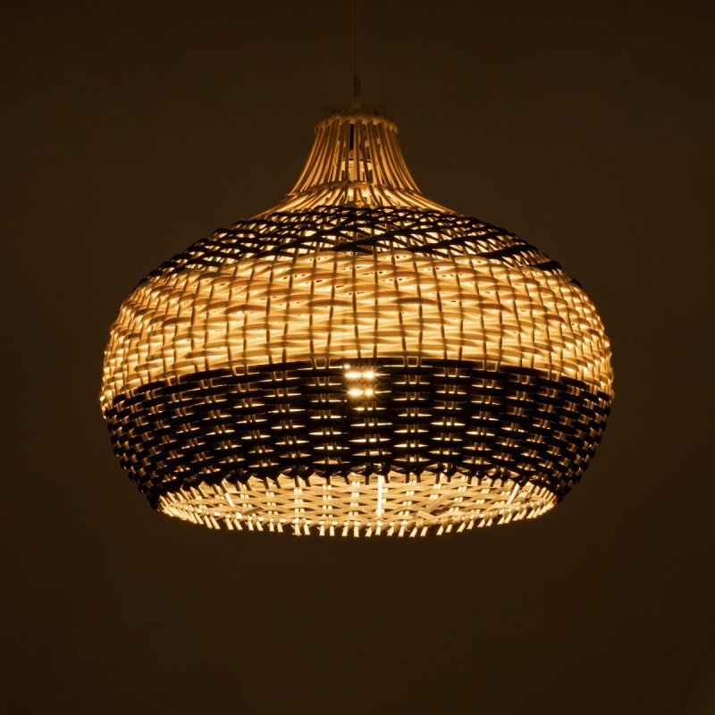 GLOBOSTAR® BARBADOS 01946 Boho Κρεμαστό Φωτιστικό Οροφής με Ντουί 1 x E27 AC 220-240V IP20 - Μπεζ & Λαδί - Μ40 x Π40 x Υ34cm
