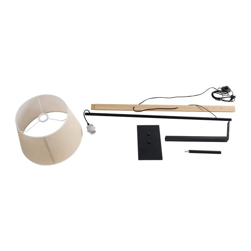 GLOBOSTAR® KELSIE 02030 Μοντέρνο Επιδαπέδιο Φωτιστικό με Ντουί 1 x E27 AC 220-240V IP20 - Μαύρο & Μπεζ - Μ40 x Π125 x Υ140cm