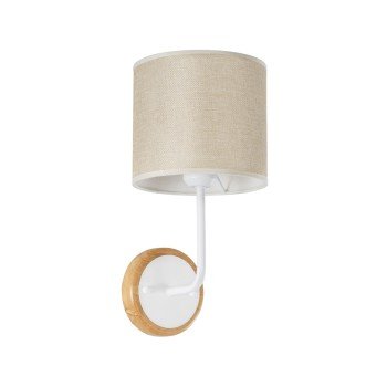 GLOBOSTAR® MANU 02044 Μοντέρνο Φωτιστικό Τοίχου - Απλίκα με Ντουί 1 x E27 AC 220-240V IP20 - Λευκό & Μπεζ - Μ18 x Π20 x Υ37cm