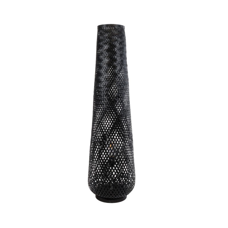 GLOBOSTAR® MAMIZU 02110 Boho Επιδαπέδιο Φωτιστικό με Ντουί 1 x E27 AC 220-240V IP20 - Μαύρο - Μ28 x Π28 x Υ93cm