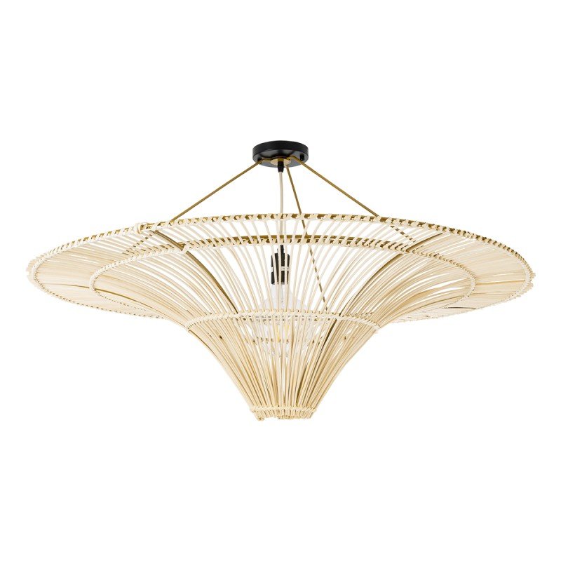 GLOBOSTAR® PALERMO 02153 Boho Φωτιστικό Οροφής με Ντουί 1 x E27 AC 220-240V IP20 - Μπεζ - Μ100 x Π100 x Υ55cm