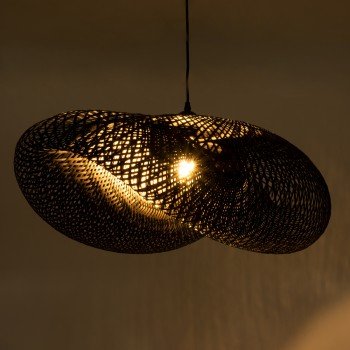 GLOBOSTAR® MEXICO 02202 Boho Κρεμαστό Φωτιστικό Οροφής με Ντουί 1 x E27 AC 220-240V IP20 - Μαύρο - Μ85 x Π50 x Υ30cm