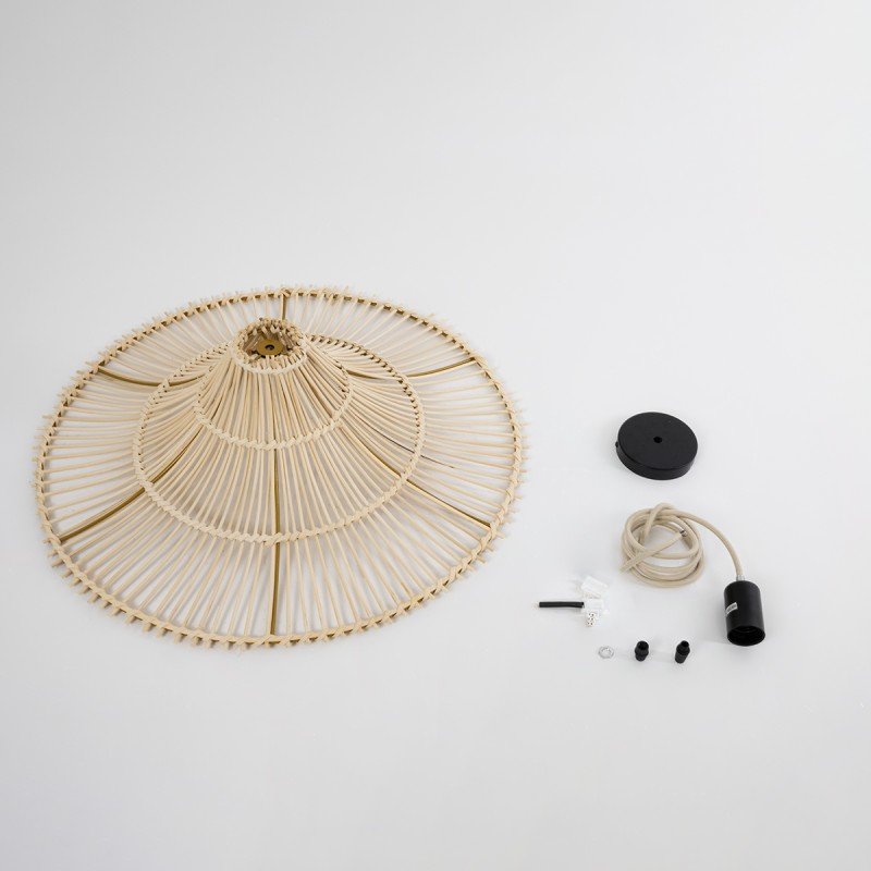 GLOBOSTAR® PALERMO 02208 Boho Κρεμαστό Φωτιστικό Οροφής με Ντουί 1 x E27 AC 220-240V IP20 - Μπεζ - Μ60 x Π60 x Υ20cm