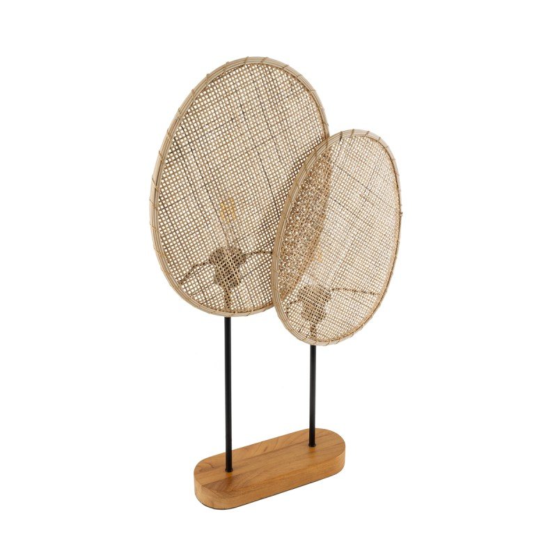 GLOBOSTAR® AZUL 02231 Boho Επιτραπέζιο Φωτιστικό Πορτατίφ με Ντουί 2 x E27 AC 220-240V IP20 - Μπεζ & Μαύρο - Μ45 x Π11 x Υ75cm