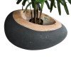 GloboStar® Artificial Garden RAVELLO 20746 Επιδαπέδιο Πολυεστερικό Τσιμεντένιο Κασπώ Γλάστρα - Flower Pot Μαύρο με Καφέ Μ82 x Π62 x Υ45cm