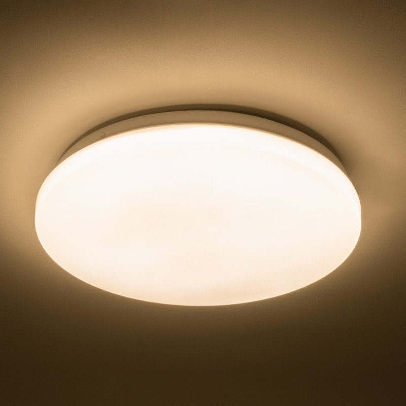 GLOBOSTAR® CELANO 61007 Μοντέρνο Φωτιστικό Οροφής LED 20W 1800lm 120° AC 220-240V Αδιάβροχο IP54 Θερμό Λευκό 2700K - Lumileds SMD Chip - Λευκό Γαλακτερό - Μ26 x Π26 x Υ6cm - 3 Χρόνια Εγγύηση