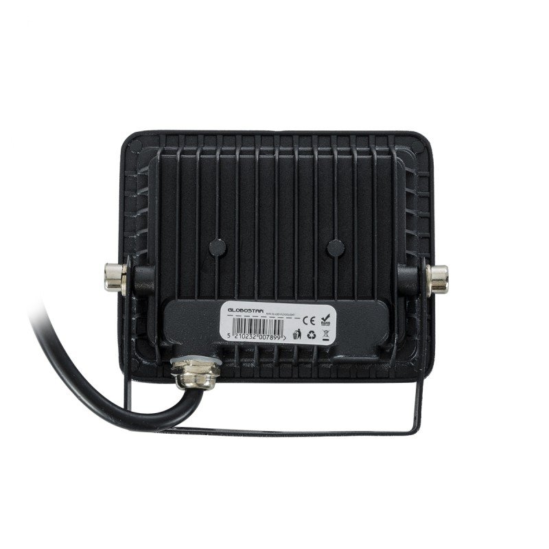 GLOBOSTAR® ATLAS 61517 Προβολέας LED 10W 1150lm 120° AC 220-240V Αδιάβροχο IP67 Θερμό Λευκό 2700K - Lumileds SMD Chip - TÜV Rheinland Certified - Μαύρο Ματ - Μ10 x Π2 x Υ8cm - 5 Χρόνια Εγγύηση