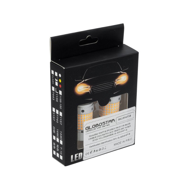 GloboStar® 1156 - BA15S - P21W 81477-B Λάμπες Αυτοκινήτου LED 3rd Generation Can-Bus Extreme Series 150xSMD2016 28W/56W 1815lm/3630lm 360° DC 12V IP20 Φ2.1 x Υ5.5cm Πορτοκαλί - Σετ 2 Τεμαχίων σε Box GloboStar® 1156 - BA15S - P21W 81477-B Λάμπες Αυτοκινήτου LED 3rd Generation Can-Bus Extreme Series 150xSMD2016 28W/56W 1815lm/3630lm 360° DC 12V IP20 Φ2.1 x Υ5.5cm Πορτοκαλί - Σετ 2 Τεμαχίων σε Box
