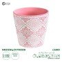 GloboStar® Artificial Garden CAIRO 20516 Διακοσμητικό Κεραμικό Κασπώ Γλάστρα - Flower Pot Λευκό με Ροζ Φ14 x Υ13cm