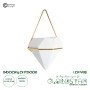 GloboStar® Artificial Garden LOUVRE 20533 Διακοσμητικό Κεραμικό Κασπώ Γλάστρα - Flower Pot Λευκό με Χρυσό Μ15 x Π8 x Υ24cm