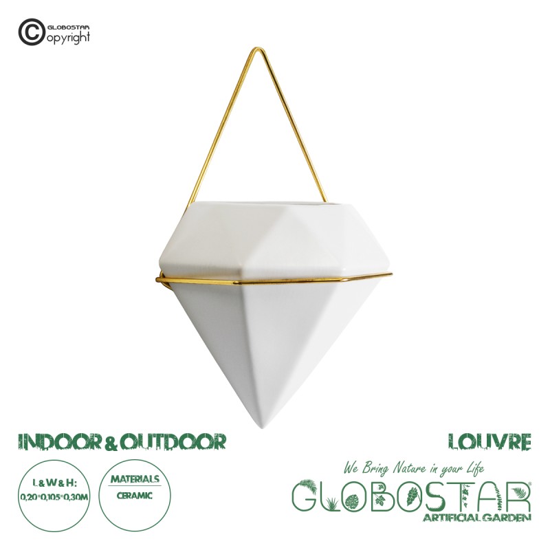 GloboStar® Artificial Garden LOUVRE 20534 Διακοσμητικό Κεραμικό Κασπώ Γλάστρα - Flower Pot Λευκό με Χρυσό Μ20 x Π10.5 x Υ30cm GloboStar® Artificial Garden LOUVRE 20534 Διακοσμητικό Κεραμικό Κασπώ Γλάστρα - Flower Pot Λευκό με Χρυσό Μ20 x Π10.5 x Υ30cm