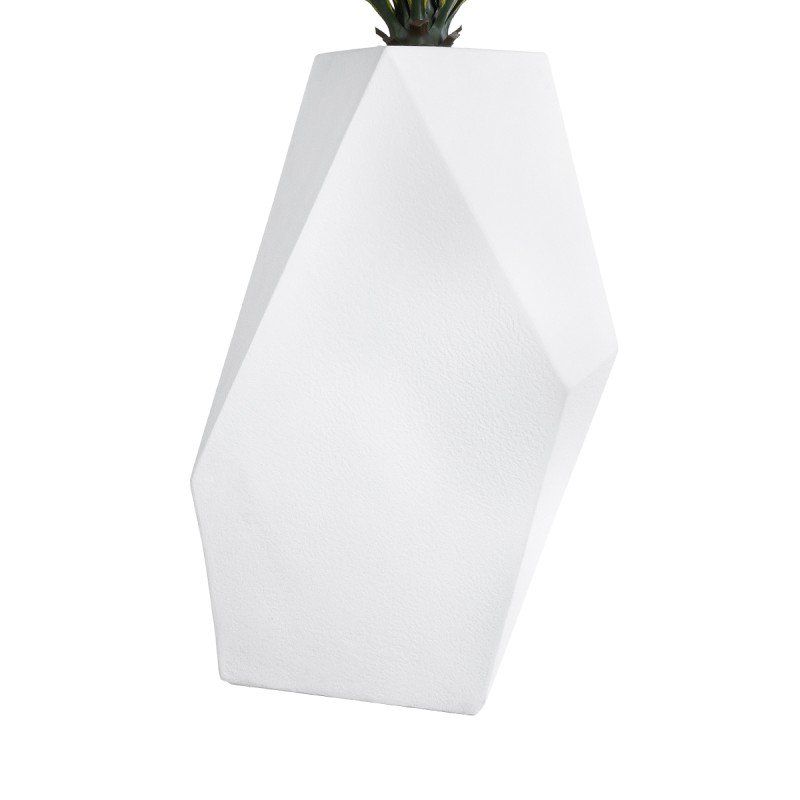 GloboStar® Artificial Garden ALBEROBELLO 20738 Επιδαπέδιο Πολυεστερικό Τσιμεντένιο Κασπώ Γλάστρα - Flower Pot Λευκό Μ58 x Π30 x Υ90cm