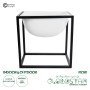 GloboStar® Artificial Garden FIORI 20754 Επιδαπέδιο Μεταλλικό Τσιμεντένιο Κασπώ Γλάστρα - Flower Pot Λευκό με Μαύρο Μ60 x Π40 x Υ60cm