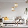 GLOBOSTAR® GALIA 02220 Boho Κρεμαστό Φωτιστικό Οροφής με Ντουί 1 x E27 AC 220-240V IP20 - Μπεζ & Καφέ - Μ30 x Π30 x Υ40cm