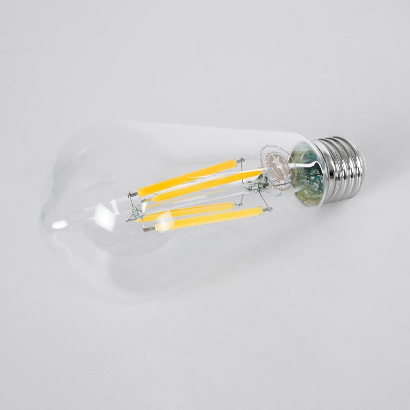 GLOBOSTAR® PEAR 99086 Λάμπα E27 ST64 LED 4W 840lm 360° AC 220-240V IP20 Θερμό Λευκό 2700K - Long Filament Chip - Διάφανο - Μ6.4 x Π6.4 x Υ14.5cm - 3 Χρόνια Εγγύηση