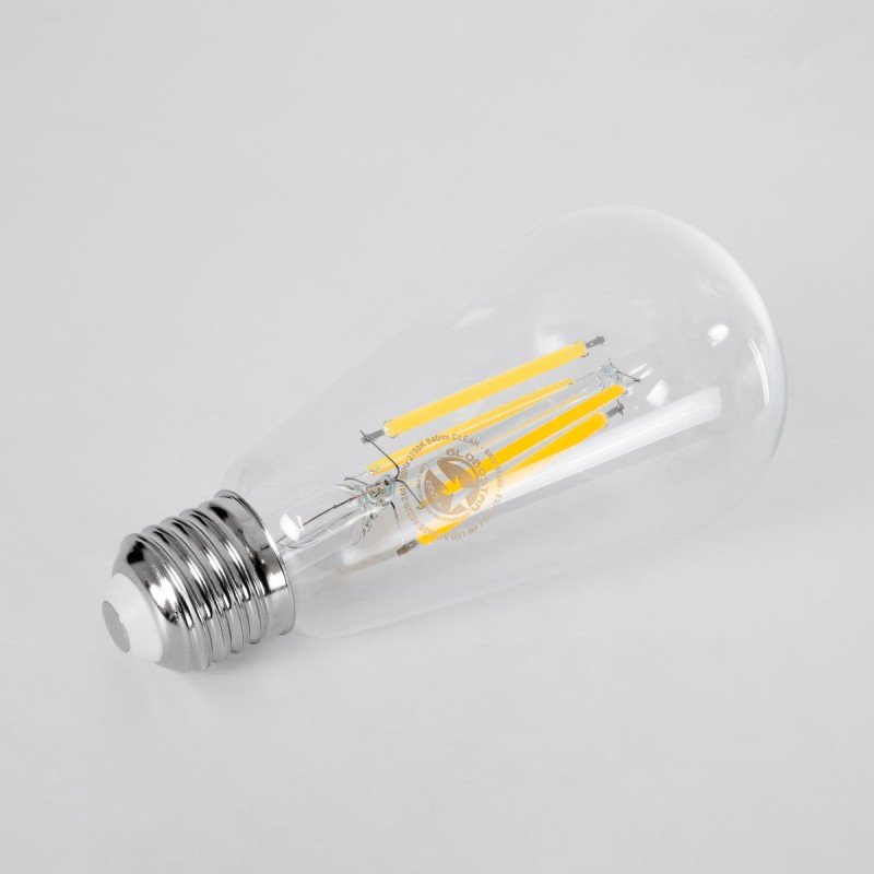 GLOBOSTAR® PEAR 99086 Λάμπα E27 ST64 LED 4W 840lm 360° AC 220-240V IP20 Θερμό Λευκό 2700K - Long Filament Chip - Διάφανο - Μ6.4 x Π6.4 x Υ14.5cm - 3 Χρόνια Εγγύηση