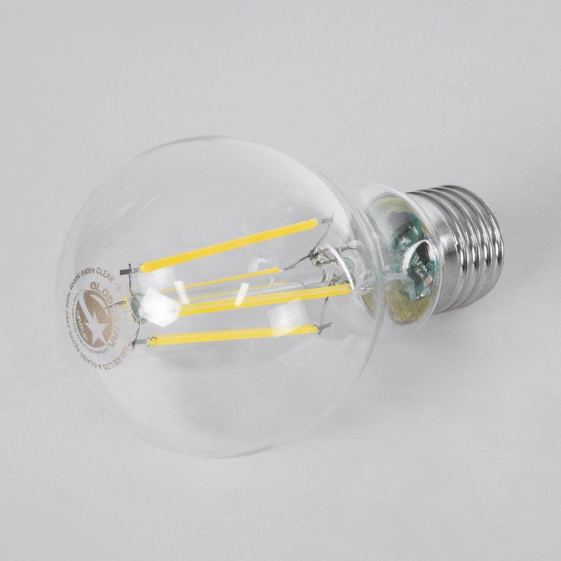 GLOBOSTAR® GLOBE 99091 Λάμπα E27 A60 LED 4W 840lm 360° AC 220-240V IP20 Φυσικό Λευκό 4500K - Long Filament Chip - Διάφανο - Μ6 x Π6 x Υ11cm - 3 Χρόνια Εγγύηση