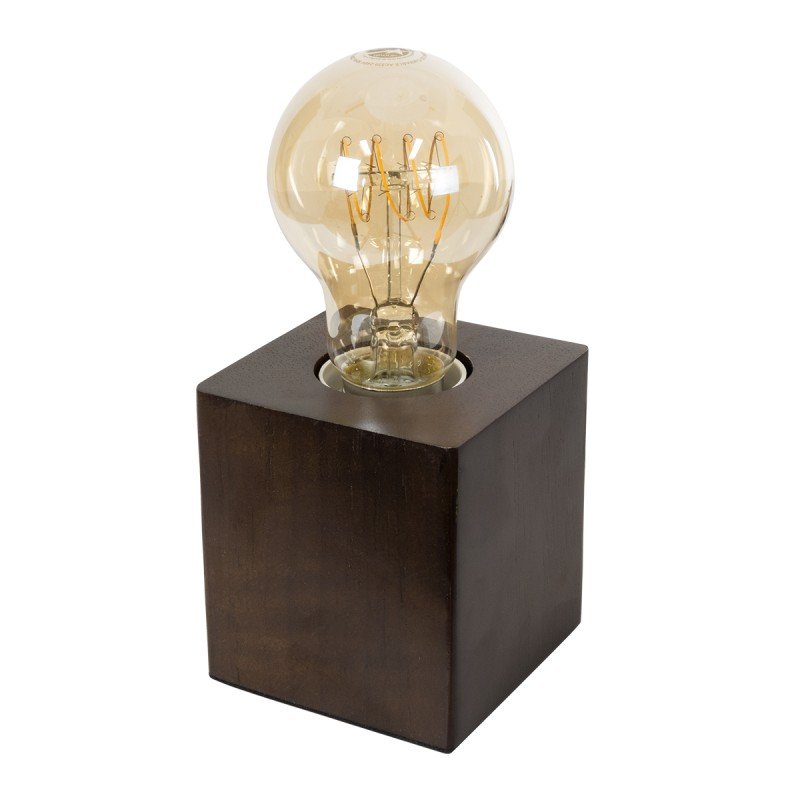 GLOBOSTAR® WOODBOX 99406 Μοντέρνο Επιτραπέζιο Φωτιστικό Πορτατίφ με Ντουί 1 x E27 AC 220-240V IP20 - Καφέ - M8 x Π8 x Υ8cm