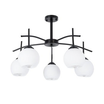 GLOBOSTAR® LUNA 01088 Μοντέρνο Φωτιστικό Οροφής με Ντουί 5 x E27 AC 220-240V IP20 - Λευκό & Μαύρο - Μ60 x Π60 x Υ43cm