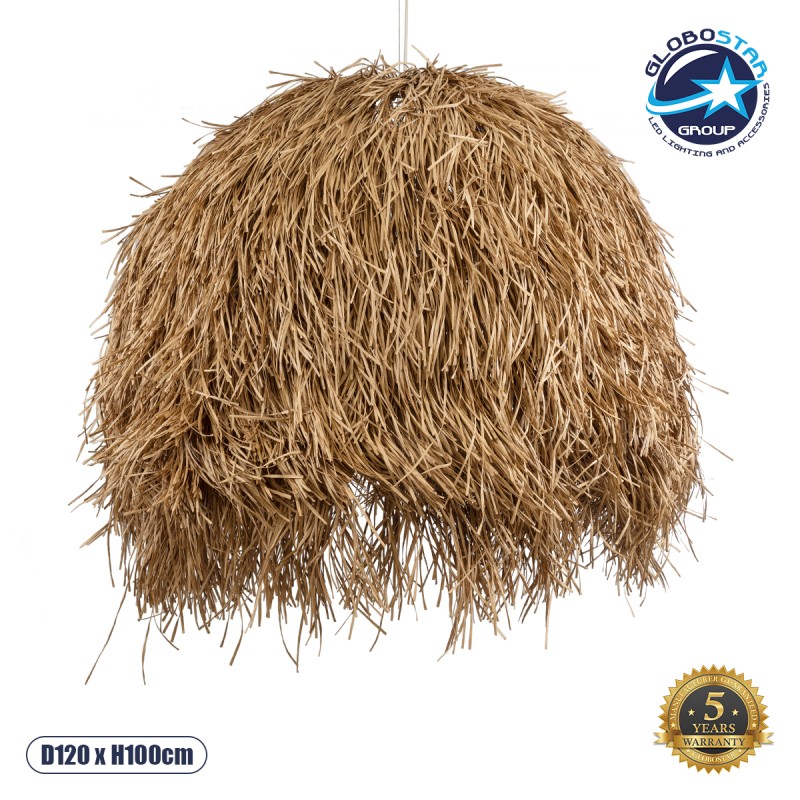 GLOBOSTAR® GUADELOUPE 02159 Boho Κρεμαστό Φωτιστικό Οροφής με Ντουί 1 x E27 AC 220-240V IP20 - Μπεζ - Μ120 x Π120 x Υ100cm