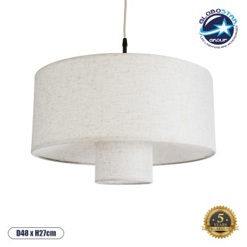 GLOBOSTAR® MARIGOLD 02226 Boho Κρεμαστό Φωτιστικό Οροφής με Ντουί 1 x E27 AC 220-240V IP20 - Λευκό - Μ48 x Π48 x Υ27cm