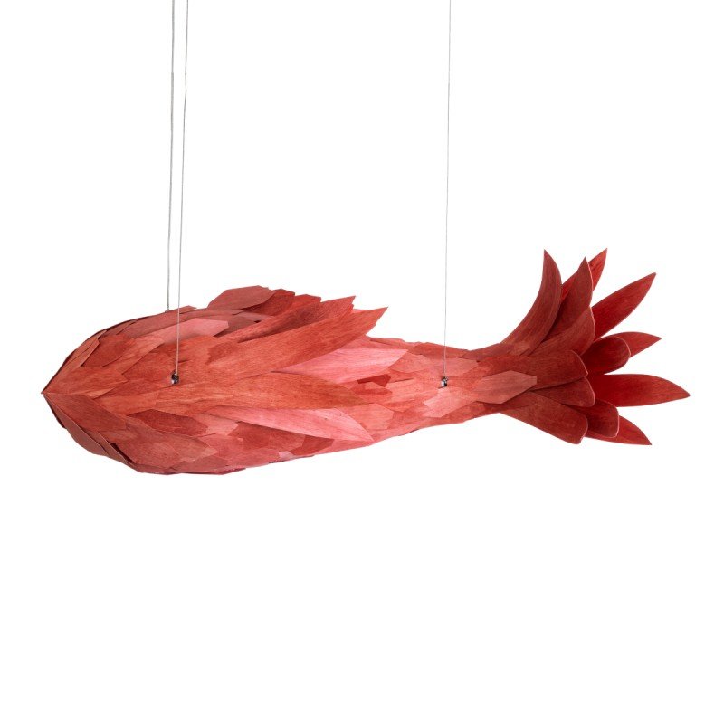 GLOBOSTAR® GOURAMI 02361 Μοντέρνο Κρεμαστό Φωτιστικό Οροφής με Ντουί 1 x E27 AC 220-240V IP20 - Κόκκινο - Μ100 x Π72 x Υ36cm
