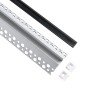 GLOBOSTAR® ALP-PLASTERIN GYPSO 70822-3M Χωνευτό Προφίλ Αλουμινίου Ειδικό για Εξωτερική Γωνία Γυψοσανίδας με Μαύρο Φιμέ Πατητό Κάλυμμα για Ταινίες LED IP20 - Ασημί & Μαύρο - Μ300 x Π4.5 x Υ2cm - Πακέτο 5 Τεμαχίων