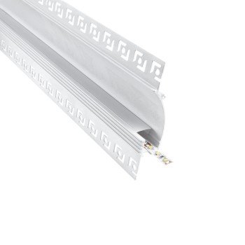 GLOBOSTAR® ALP-PLASTERIN GYPSO 70840-3M Χωνευτό Προφίλ Αλουμινίου Ειδικό για Δημιουργία Κρυφού Φωτισμού σε Γυψοσανίδα με Λευκό Γαλακτερό Πατητό Κάλυμμα για Ταινίες LED IP20 - Ασημί & Λευκό - Μ300 x Π9.7 x Υ2cm - Πακέτο 5 Τεμαχίων