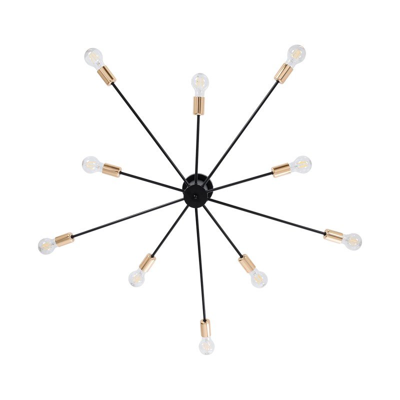GLOBOSTAR® OLINDA 01244 Μοντέρνο Φωτιστικό Οροφής με Ντουί 10 x E27 AC 220-240V IP20 - Μαύρο & Χρυσό - Μ102 x Π102 x Υ17cm GLOBOSTAR® OLINDA 01244 Μοντέρνο Φωτιστικό Οροφής με Ντουί 10 x E27 AC 220-240V IP20 - Μαύρο & Χρυσό - Μ102 x Π102 x Υ17cm