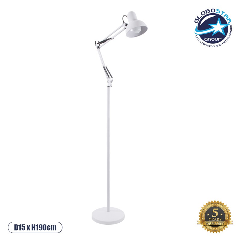GLOBOSTAR® AUDREY 01471 Vintage Επιδαπέδιο Φωτιστικό με Ντουί 1 x E27 AC 220-240V IP20 - Λευκό - Μ15 x Π15 x Υ190cm