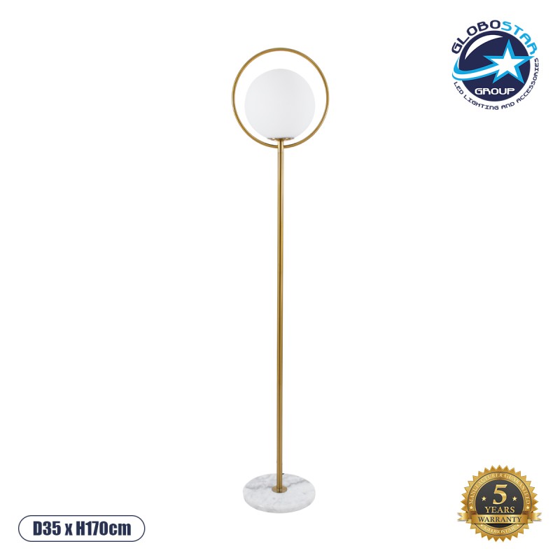 GLOBOSTAR® VERSAILLES 01543 Μοντέρνο Επιδαπέδιο Φωτιστικό με Ντουί 1 x E27 AC 220-240V IP20 - Χρυσό & Λευκό - Μ35 x Π35 x Υ170cm
