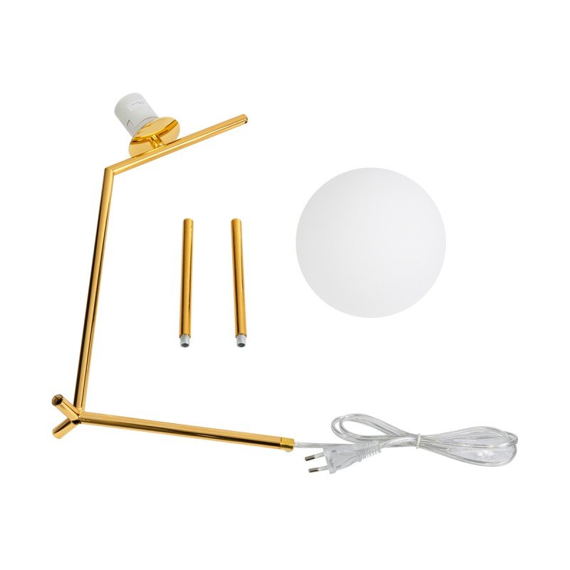 GLOBOSTAR® ELFIS 01551 Μοντέρνο Επιτραπέζιο Φωτιστικό Πορτατίφ με Ντουί 1 x E27 AC 220-240V IP20 - Χρυσό & Λευκό - Μ15 x Π15 x Υ53cm