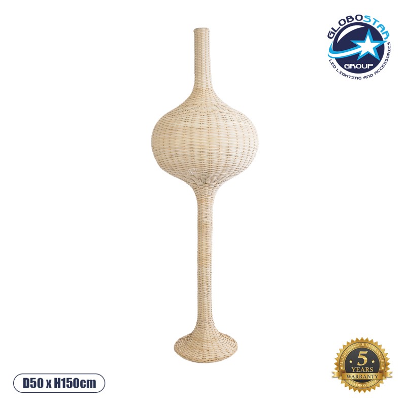 GLOBOSTAR® ALADDIN 02051 Boho Επιδαπέδιο Φωτιστικό με Ντουί 1 x E27 AC 220-240V IP20 - Μπεζ - Μ40 x Π40 x Υ150cm