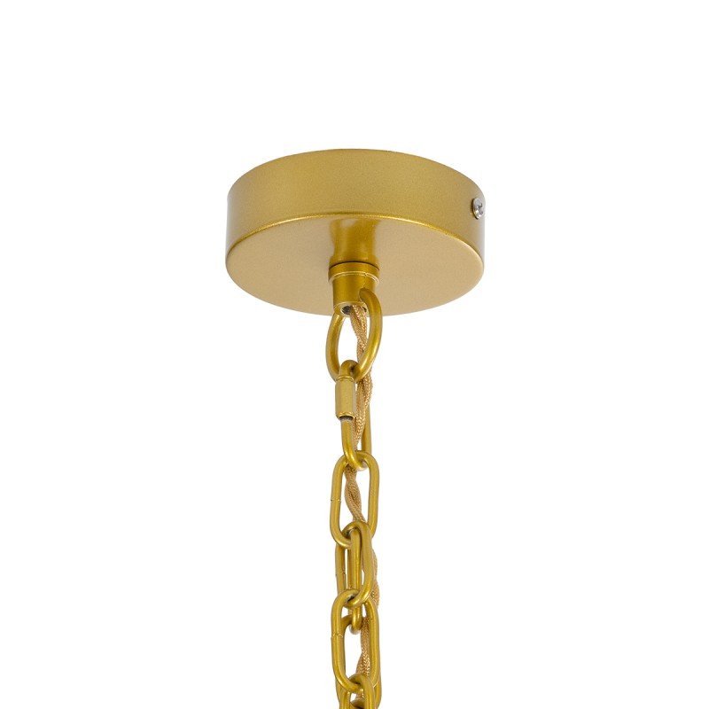 GLOBOSTAR® MISSOULA 02088 Boho Κρεμαστό Φωτιστικό Οροφής με Ντουί 1 x E27 AC 220-240V IP20 - Μπεζ & Χρυσό - Μ60 x Π60 x Υ40cm