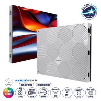 GLOBOSTAR® LUXCORE 41004 Οθόνη Video Wall P2.5 Καμπίνα 64x48cm LED 140W 3840Hz 49152 Dots ≥1800cd/㎡ Nits AC 220-240V Εσωτερικού Χώρου IP31 Full Color S1/32 14Bits - Κάρτα NovaStar A8S-N+HUB - Front Magnetic Service - Kinglight SMD2121 & CZCL Driver - 
