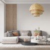 GLOBOSTAR® HIROKA 01836 Boho Κρεμαστό Φωτιστικό Οροφής με Ντουί 1 x E27 AC 220-240V IP20 - Μπεζ - Μ60 x Π60 x Υ50cm