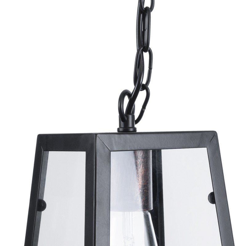GLOBOSTAR® LIMA 01040 Vintage Κρεμαστό Φωτιστικό Οροφής με Ντουί 1 x E27 AC 220-240V IP20 - Μαύρο & Διάφανο - Μ17 x Π14 x Υ26cm
